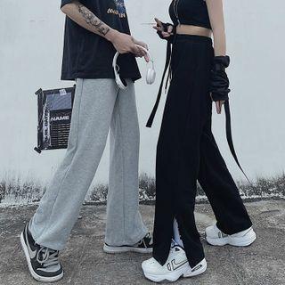 Plain Split Straight Cut Pants