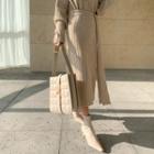 Tie-waist Rib-knit Maxi Skirt