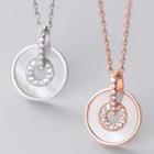 925 Sterling Silver Rhinestone Shell Hoop Pendant Necklace