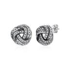 Sterling Silver Vintage Fashion Twist Cubic Zircon Stud Earrings Silver - One Size