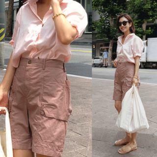 Band-waist Cargo-pocket Shorts