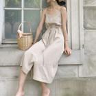 Sleeveless Drawcord Empire-cut Midi Dress
