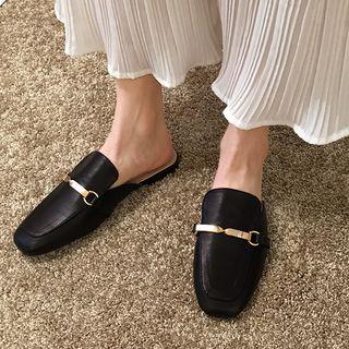 Square-toe Horsebit Mules
