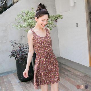 Floral Drawstring Waist A-line Dress