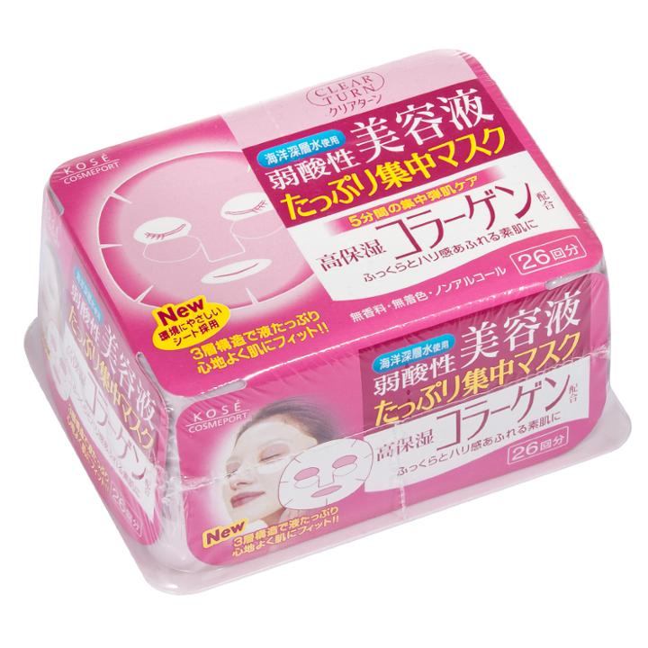Kose - Clear Turn Collagen Essence Mask (pink Box) 26 Pcs