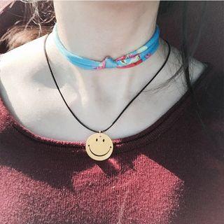 Set: Smile Face Necklace + Bracelet + Brooch