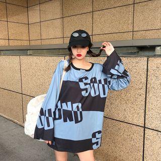 Long-sleeve Patterned Long T-shirt