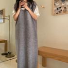 Plain Knit Sleeveless Midi Dress