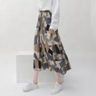 Printed Pleated Midi Skirt Multicolor - One Size
