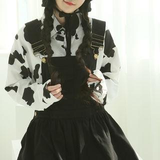 Cow Pattern Boxy Shirt White - One Size