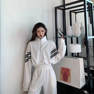 Half-zip Striped Cropped Pullover / Sweatpants