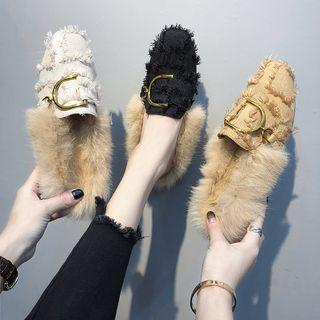 Furry-trim Buckled Loafers