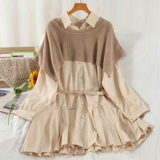 Set: Shirtdress + Knit Shawl