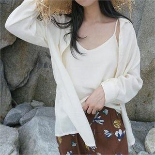 Set: Plain Shirt + Spaghetti-strap Top