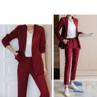 Set Of 2: Blazer + Slim-fit Pants