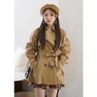 Double-breasted Belted Trench Jacket Beige - One Size