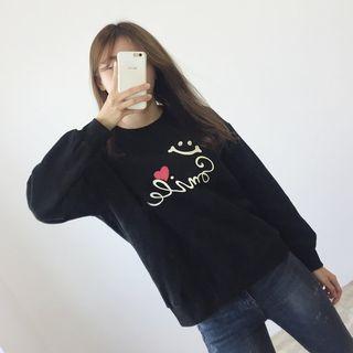 Smiley Graphic Brushed-fleece Sweatshirt
