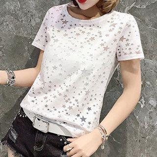 Short-sleeve Star T-shirt White - One Size