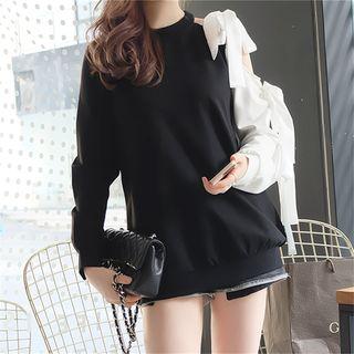 Contrast Sleeve Lace Up Tunic