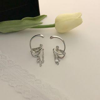 Rhinestone Ear Cuff Silver - One Size