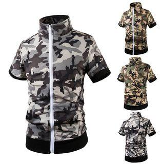 Short-sleeve Camouflage Zip Top