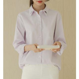 Embroidered-trim Pastel-color Shirt