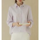 Embroidered-trim Pastel-color Shirt