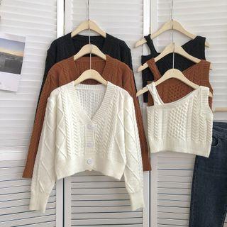 Set : Long-sleeve Cardigan + Camisole Top