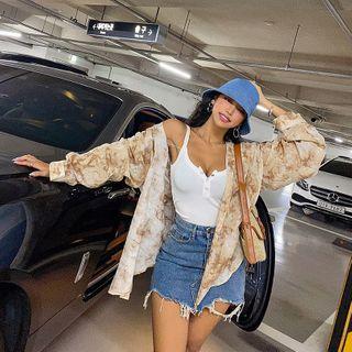 Pocket-front Tie-dye Oversized Shirt