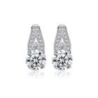 Sterling Silver Dazzling Fashion Geometric Round Stud Earrings With Cubic Zirconia Silver - One Size