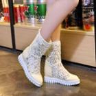 Wedge Heel Lace Short Boots