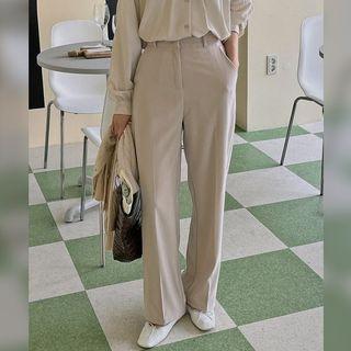 Stitched Straight-leg Dress Pants