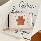 Bear Print Coin Purse Brown Bear & Dotted - White - One Size