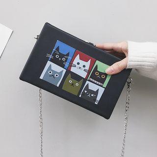 Cat Print Box Crossbody Bag