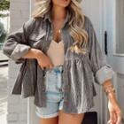 Corduroy Long-sleeve Plaid Shirt Jacket