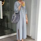 Side-slit Long-sleeve Maxi Knit Dress