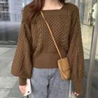 Cable-knit Lantern-sleeve Sweater
