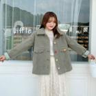 Buttoned Lapel Furry Jacket