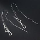 Triangle Sterling Silver Fringed Earring S925 Silver - 1 Pair - Silver - One Size