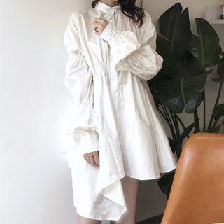 Bell-sleeve Shirtdress White - One Size