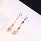 Rhinestone Leaf Drop Hook Earring Gold - One Size