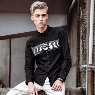 Moon Print Long-sleeve Shirt