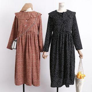 Ruffled-collar Chiffon Shirtdress