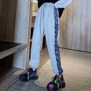 Leopard Print Panel Harem Sweatpants