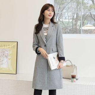 Single-breasted Contrast-trim Long Jacket