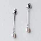 925 Sterling Silver Freshwater Pearl Sterling Silver Drop Earrings