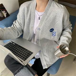 Bear Embroidered Single-breasted Jacket