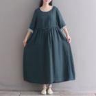 3/4-sleeve Frill-trim Maxi Dress