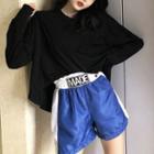 Plain Long Sleeve T-shirt / Color Panel Shorts