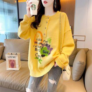 Lettering Henley Sweater